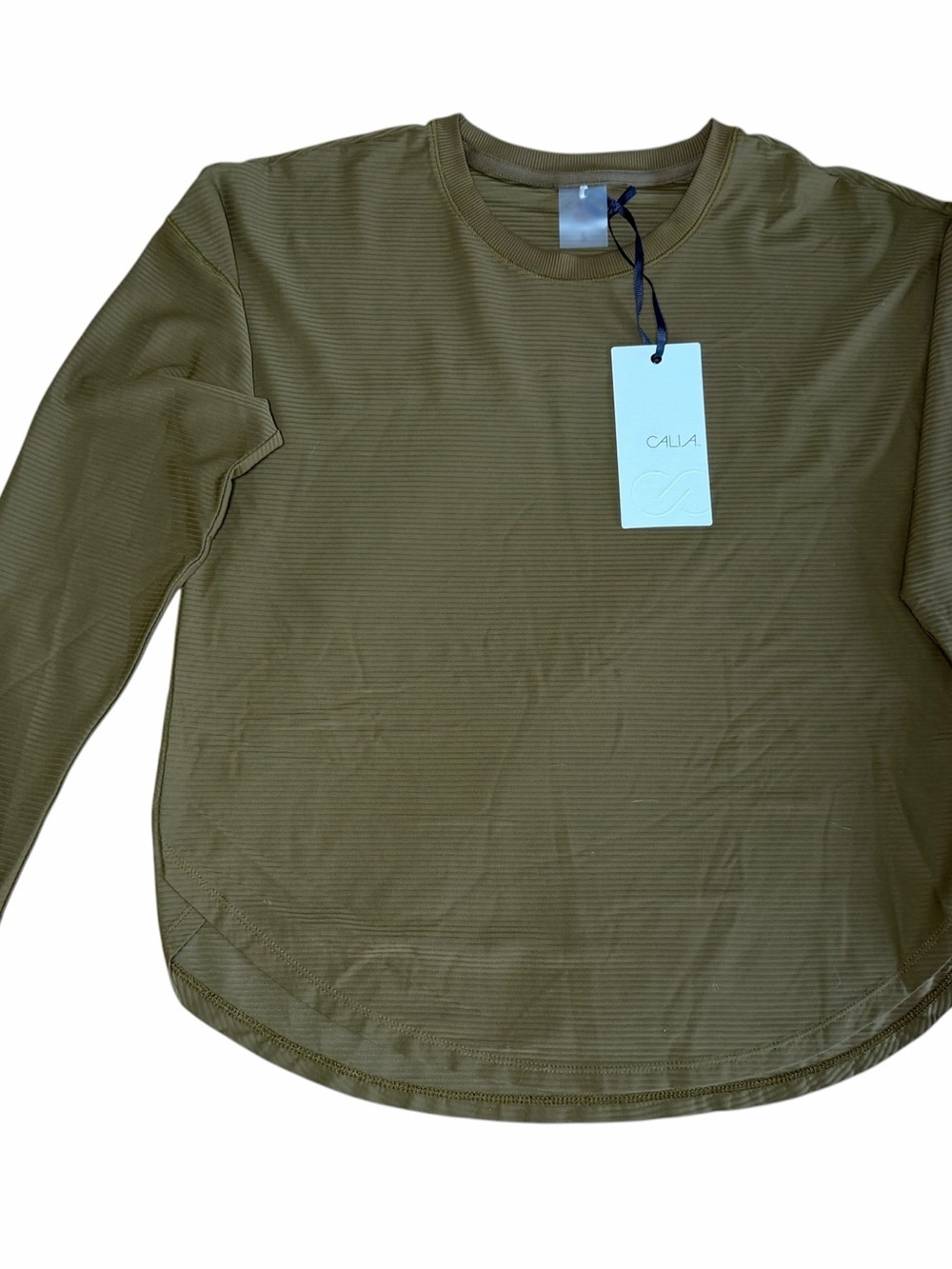 Calia olive Ribbed Long Sleeve Top